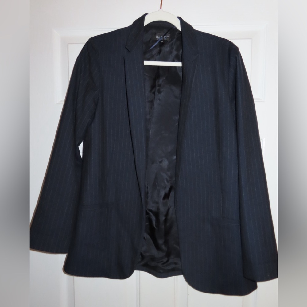Topshop Navy Pinstripe